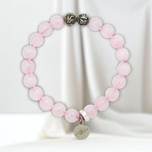 Load image into Gallery viewer, Rose Quartz Stone Silver Bead Bracelet (8 MM)