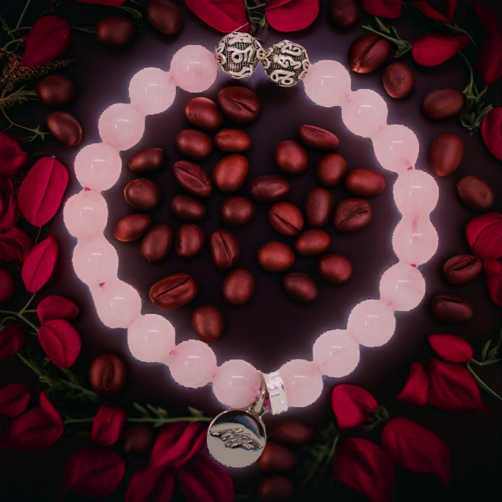 Rose Quartz Super Silver Bead Bracelet (8 MM)