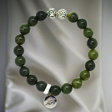 Load image into Gallery viewer, Canadian Jade Stone Silver Bead Bracelet (8 MM)