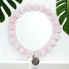 Load image into Gallery viewer, Rose Quartz Silver Flat Bead Bracelet (8 MM)