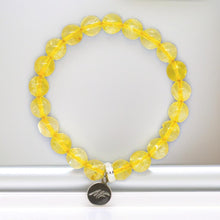 Load image into Gallery viewer, Citrine Stone Flat Silver Bead Bracelet (8 MM)