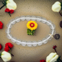 Load image into Gallery viewer, Clear Quartz Flat Silver Bead Bracelet (8 MM)