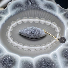 Load image into Gallery viewer, Clear Quartz Flat Silver Bead Bracelet (8 MM)