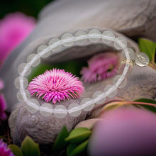 Load image into Gallery viewer, Clear Quartz Flat Silver Bead Bracelet (8 MM)