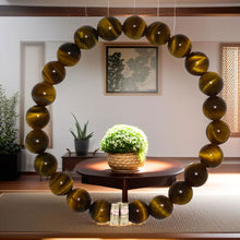 Load image into Gallery viewer, Tiger Eye Stone Double Flat Silver Bracelet (8 MM)