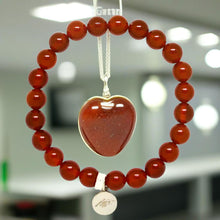 Load image into Gallery viewer, Carnelian Stone Flat Silver Bead Bracelet (8 MM)