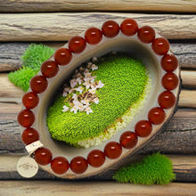 Load image into Gallery viewer, Carnelian Stone Flat Silver Bead Bracelet (8 MM)