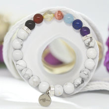 Load image into Gallery viewer, 7 CHAKRA White Howlite Silver Bead Bracelet (8 MM)