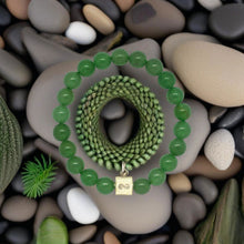 Load image into Gallery viewer, Green Aventurine Infinity Silver Bead Bracelet (8 MM)