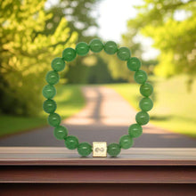 Load image into Gallery viewer, Green Aventurine Infinity Silver Bead Bracelet (8 MM)