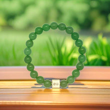 Load image into Gallery viewer, Green Aventurine Infinity Silver Bead Bracelet (8 MM)