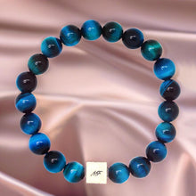 Load image into Gallery viewer, Blue Tiger Eye Infinity Silver Bead Bracelet (8 MM)