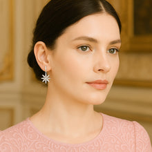 Load image into Gallery viewer, Dangling Star White Zircon Studded Silver Earrings