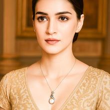 Load image into Gallery viewer, Flowery Pearl Pendant White Zircon Silver Necklace