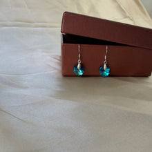 Load image into Gallery viewer, Ocean Blue Rhinestone Crystal Silver Earrings