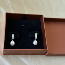 Load image into Gallery viewer, VENETIAN Zircon White Drop Pearl Silver Earrings
