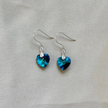 Load image into Gallery viewer, Ocean Blue Rhinestone Crystal Silver Earrings