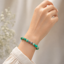 Load image into Gallery viewer, Green Hued Jasper Stone Silver Bead Bracelet (8 MM)