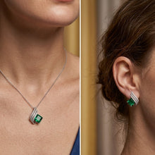 Load image into Gallery viewer, Green_Roman_Crystal_Silver_Necklace_Set