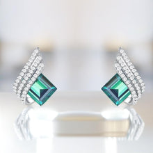 Load image into Gallery viewer, Green Roman Crystal Silver Earrings