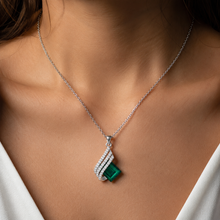 Load image into Gallery viewer, Green Roman Crystal Silver Necklace
