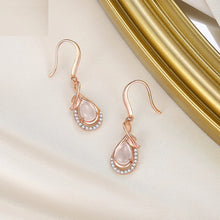 Load image into Gallery viewer, Hibiscus Stone Dangling Rose Gold Silver Earrings