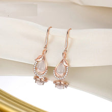 Load image into Gallery viewer, Hibiscus Stone Dangling Rose Gold Silver Earrings