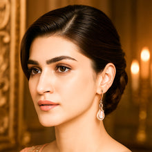 Load image into Gallery viewer, Hibiscus Stone Dangling Rose Gold Silver Earrings