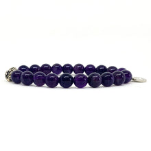 Load image into Gallery viewer, Amethyst Stone Silver Bead Bracelet (8 MM)