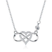 Load image into Gallery viewer, Elegant Infinity Heart Zircon Silver Necklace