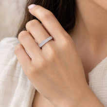 Load image into Gallery viewer, London_Pure_Radiance_Moissanite_Eternity_Silver_Ring_worn by women