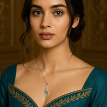 Load image into Gallery viewer, Mermaid Tail Blue Zircon Pendant Silver Necklace