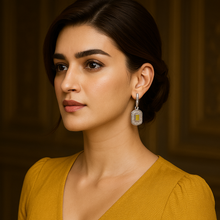 Load image into Gallery viewer, Milano Peridot Zircon Dangling Silver Earrings