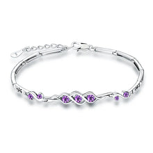 Load image into Gallery viewer, Purple White Zircon Heart Adjustable Silver Bracelet
