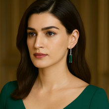 Load image into Gallery viewer, Milano Emerald Zircon Dangling Silver Earrings