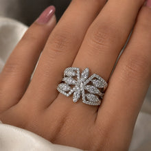 Load image into Gallery viewer, 925 sterling silver floral moissanite ring with multiple sparkling stones in an elegant design