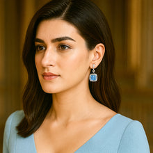 Load image into Gallery viewer, Milano Blue Topaz Zircon Dangling Silver Earrings
