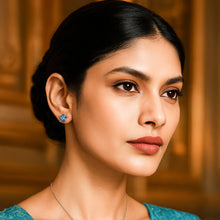 Load image into Gallery viewer, Minimal Star Blue Zircon Stud Silver Earrings