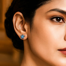 Load image into Gallery viewer, Minimal Star Blue Zircon Stud Silver Earrings