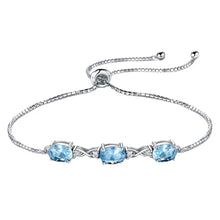 Load image into Gallery viewer, Natural Blue Topaz White Zircon Silver Bracelet