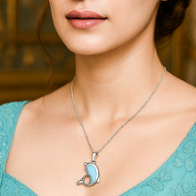 Load image into Gallery viewer, Blue Opal Stone Dolphin Pendant Silver Necklace
