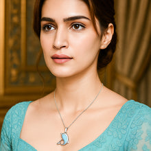 Load image into Gallery viewer, Blue Opal Stone Dolphin Pendant Silver Necklace