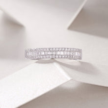 Load image into Gallery viewer, Parisian Radiance Baguette Moissanite Silver Ring