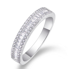Load image into Gallery viewer, Parisian Radiance Baguette Moissanite Silver Ring