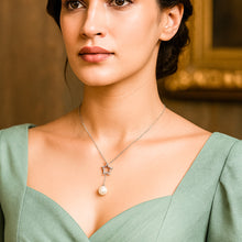 Load image into Gallery viewer, Star au Pearl Zircon Pendant Lariat Silver Necklace