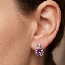 Load image into Gallery viewer, Pink_Crystal_Circle_Silver_Earrings