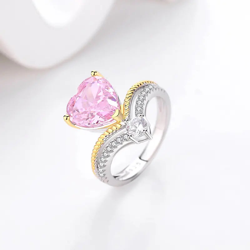 Pink Ruby Ice Cut Gemstone Silver Ring