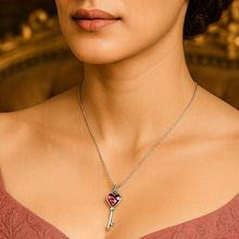 Load image into Gallery viewer, Pink Swarovski Crystal Key Pendant Silver Necklace