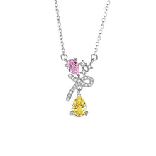 Load image into Gallery viewer, Pink Ruby Flowery Iced Silver Necklace Set