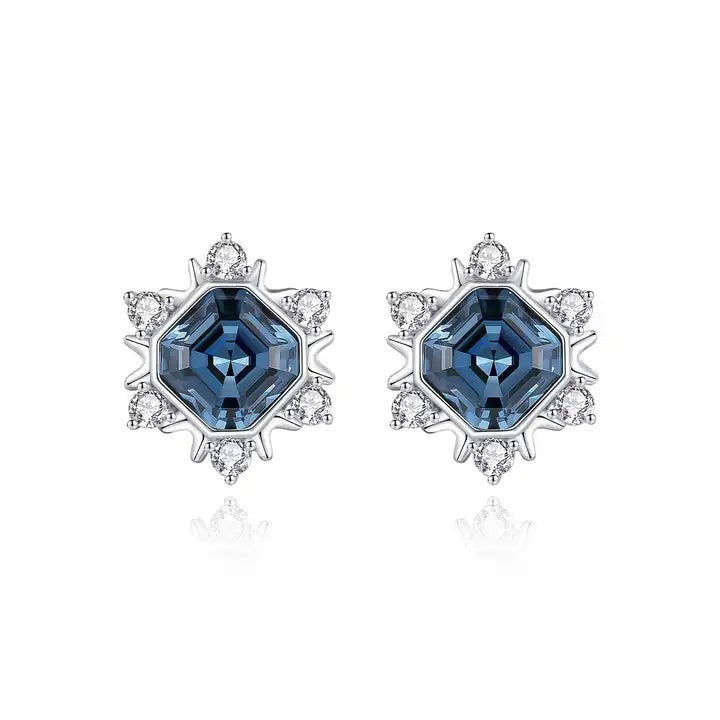 Princess Diana Swarovski Crystal Stud Silver Earrings